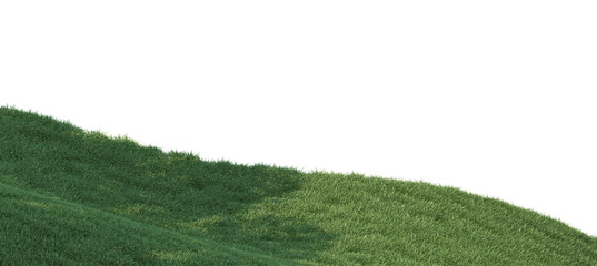 Lawn on sloping floor on transparent background