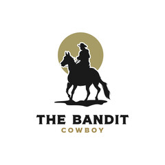 Vector western bandit wild west cowboy logo design