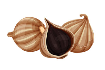 Delicious black garlic isolated on white background. Package design element with cutting path. Vector eps 10., perfect for wallpaper or design elements	