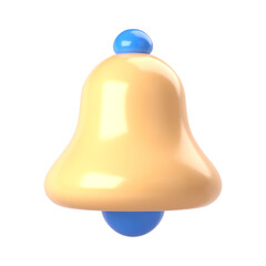 3d notification bell icon set isolated on white background. 3d render yellow ringing bell for social media reminder. Realistic vector icon