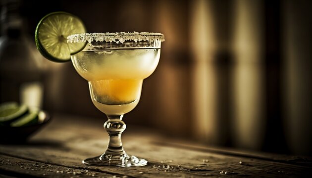 Margarita - A classic cocktail made with tequila, lime juice, and Cointreau or triple sec, typically served in a salt-rimmed glass