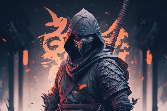 A Japanese ninja man. Concept art, Digital painting. Fantasy illustration. (ai generated)