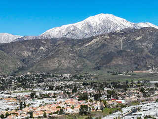 Fototapeta na wymiar Yucaipa, California, Looking at the Snow Covered San Gorgonio Mountains