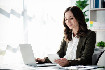 Beautiful woman running a company, a businesswoman who founded a new generation of startup companies, with management run by female leaders, female bosses. Business administration concept.