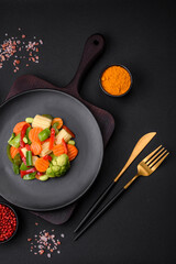 Delicious juicy broccoli vegetables, carrots, asparagus beans and bell peppers