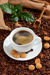 Cup of coffee with  almond cookies