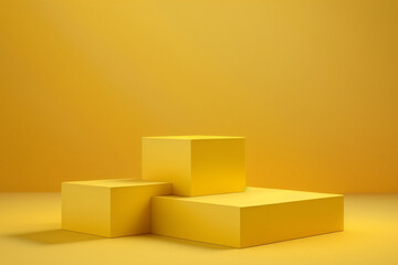 Yellow box. Platform or empty pedestal. Podium for the product.
