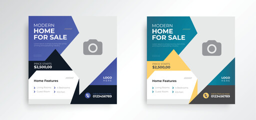 Home real estate property banner for social media post template. Business promotion web banner design