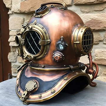Antique Copper and Brass Collectible Dive Helmet
