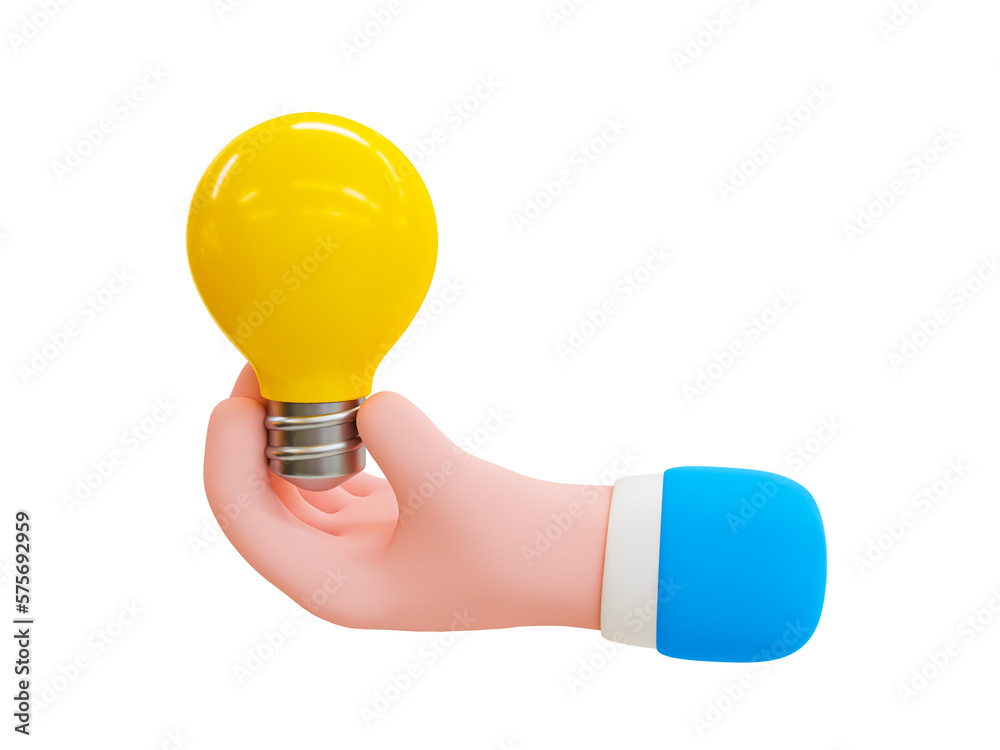Poster 3d minimal problem-solving concept. figuring out a problem concept. reading for getting a new idea. hand holding a lightbulb. 3d illustration.