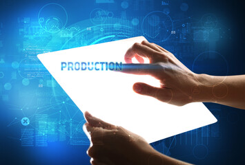 Obraz premium Hand holdig futuristic tablet , technology concept