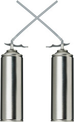 Several metal cylinders for mounting foam with a tube
