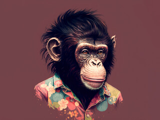 illustration of  monkey with elaborate hair