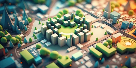 Tuinposter A generic miniatur cityscape - Generative AI © Zerbor