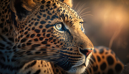Fototapeta na wymiar Leopard waiting for pray - Generative AI