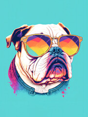 illustration of  dog with sun glasses 