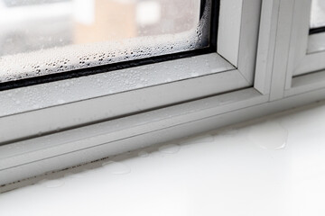Condensation on new upvc windows - obrazy, fototapety, plakaty