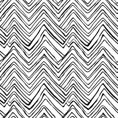 Seamless pattern with zigzag. Hand drawn black and white vector illustration.