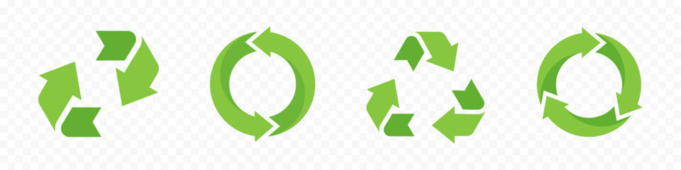 Recycling icons set. Recycling arrows. Rcycle and reuse vector icons.