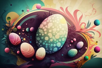Abstract easter concept - colorful eggs for festive designs - generative ai