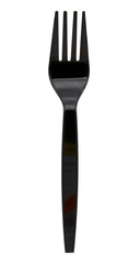 Black plastic fork on transparent background png file