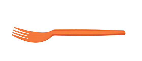 Orange plastic fork on transparent background png file