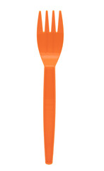 Orange plastic fork on transparent background png file