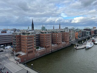 Aerial View Old Red Building Hamburg From