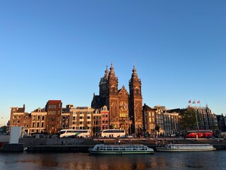 Amsterdam Central Station At Sunset