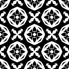 Vector geometric ornament in ethnic style. Seamless pattern with  abstract shapes,Black and white color. Repeating pattern for decor, textile and fabric.