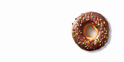 Delicious Chocolate Doughnut isolated on White Background with free copy text space. generative ai