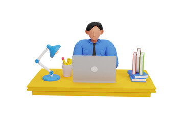 male student studying 3D illustration