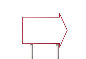 Big blank arrow sign isolated with cut out center and background.