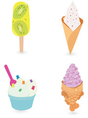 Vector Ice cream collection cone toppings dessert