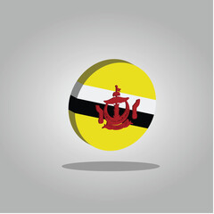 Fototapeta premium Brunei Darussalam Flag Vector 3D Circle Ilustrator Flat Design