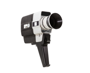 Vintage super 8 film camera with cut out background.