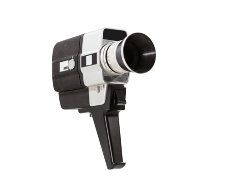 Vintage super 8 film camera with cut out background.