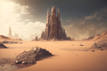 City after world apocalypse, made with Generative AI