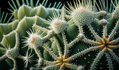 Obraz premium a close up of a green cactus with many small leaves. generative ai