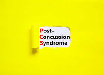 PCS post-concussion syndrome symbol. Concept words PCS post-concussion syndrome on white paper on a...