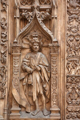 CitŽ de l'architecture et du patrimoine (Museum of architecture & heritage), Paris. Copy of the portal of the western faade of Saint-Sauveur cathedral, d'Aix-en-Provence. France.