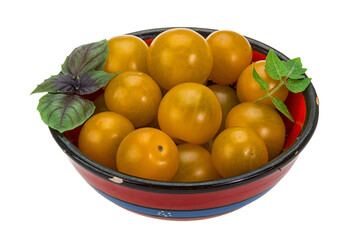 Yellow bright cherry tomato
