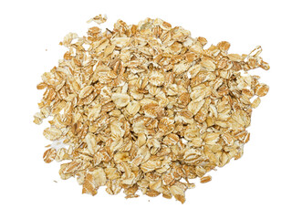 Heap of dry rolled oats isolated on white background