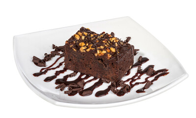 cake truffle with black chocolate sauce