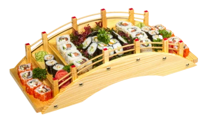Fotobehang Set of sushi and rolls © Andrei Starostin