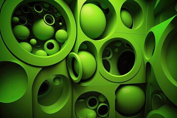 Abstract 3D green background render. Generative AI