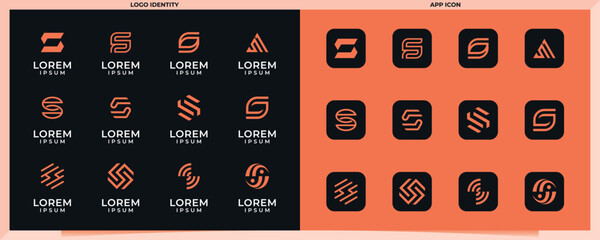 Set of collection initial letter S SS logo templates. icons for business of fashion, sport, automotive, technology, business, internet