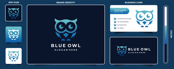 small owl logo business card and letterhead design vector