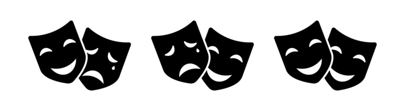 White theatre masks icon - Free white mask icons