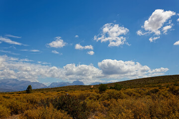 Blue skies with white clouds over the Breede River Valley near Worcester, South Africa.